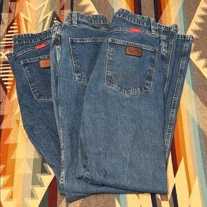 Trio of vintage Wrangler boot cut jeans